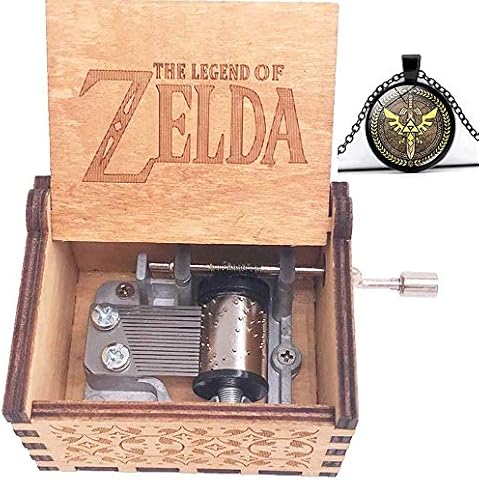 Cuzit The Legend of Zelda Music Box - Hand Crank Toy - Antique Carved Music Box With Necklace - Perfect Birthday Cover