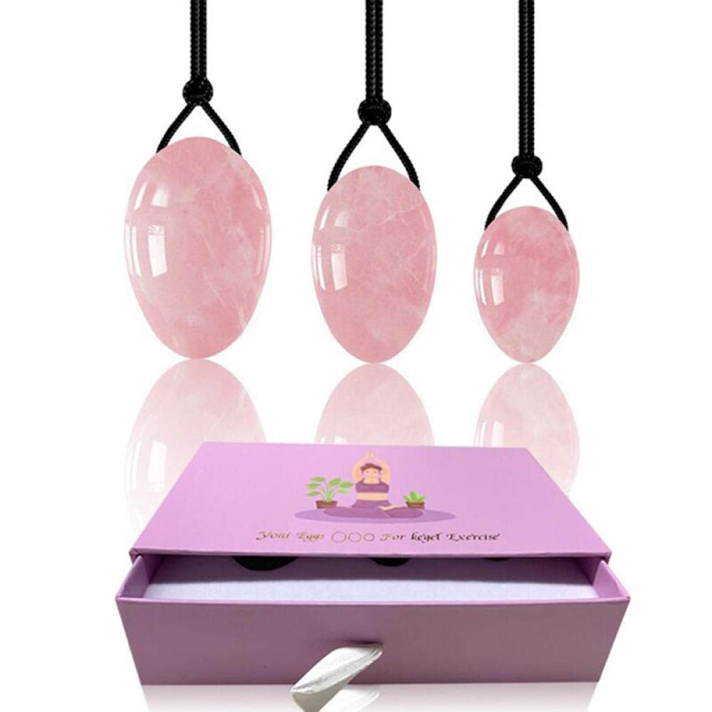Juego de huevos Yoni de cuarzo rosa Bolas Bolas de Kegel Reparación de pared Suelo pélvico Ejercicio muscular Masajeador Huevos de jade Caja de regalos Huevos Yoni rosados