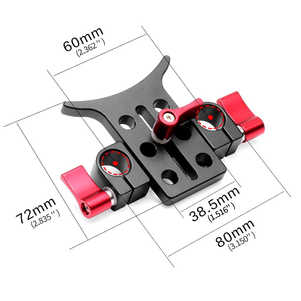 Abrazadera de varilla de 15 mm con agujeros dobles de 1/4 3/8 para cámara réflex digital, placa de liberación rápida (juego de abrazadera de barra)