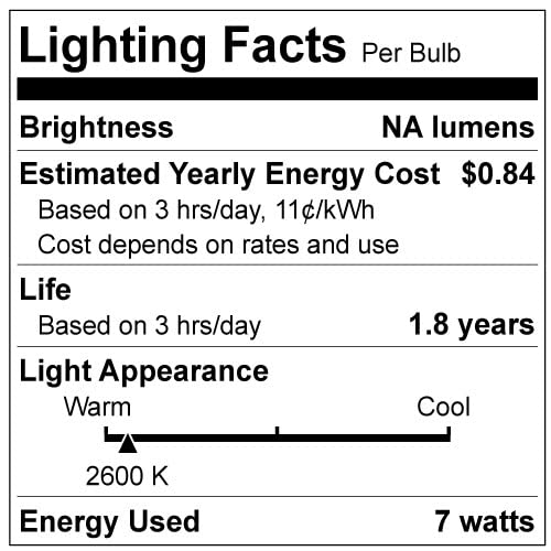 Sunlite 01280 7C7 Incandescent Bulb 7 Watt Candelabra E12 Base C7 Small Night Light Colored Bulb Clear 25 — view 7