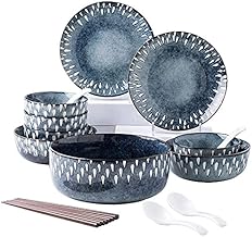 POCHY Conjunto de pratos de jantar elegante para restaurante de luxo e cerâmica doméstica conjuntos de jantar 17 peças estilo nórdico esmalte conjunto de louça retrô tigela/colher/prato - festa familiar e restaurador de cozinha