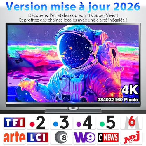 Antenne TV Intérieure 2026 avec Base Magnétique – Antenne TNT Numérique DVB-T2 sans Amplificateur – Câble Coaxial 5M – Compatible 4K HD Smart TV, Téléviseurs avec Tuner TNT – vue 2