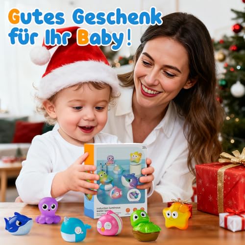 Badespielzeug Baby, Badewannenspielzeug, Baby ab 1 Jahr, Leuchtet Sensorik Wasserspielzeug Kinder, Flottendes Poolspielzeug, Niedliches Wasser Spielzeug, Schwimmbad Spielzeug