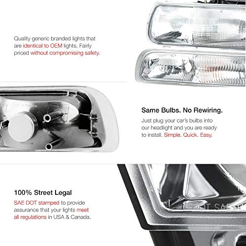 N&P Headlight Assembly Crystal Headlights Replacement Set Compatible With 99-06 Silverado 00-06 Suburban Tahoe, Chrome Housing, Clear Lens #TOP3