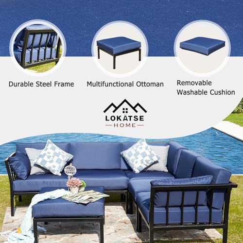 Image of LOKATSE Home 2 Piece Corner & Armless Sofa Outdoor Furniture Sectional Couch Set Patio Loveseat