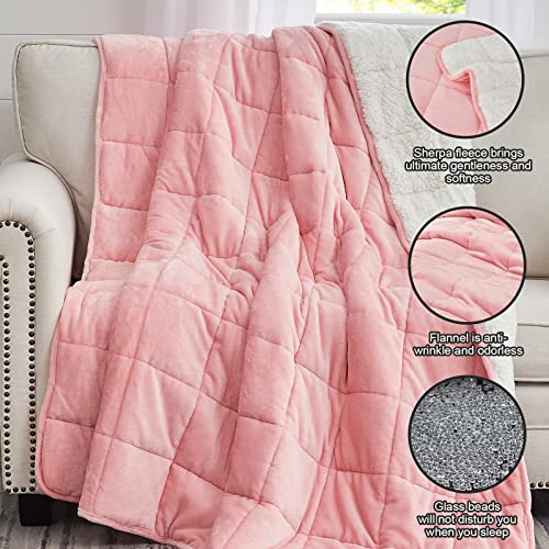 Image of yescool Weighted Blanket for Adults (15 lbs, 48 inch x 72 inch, Hot Pink) Heavy Blanket for Sleeping Perfect for 140-160 lbs, Twin Size Breathable Blanket with Premium Glass Bead, Machine Washable