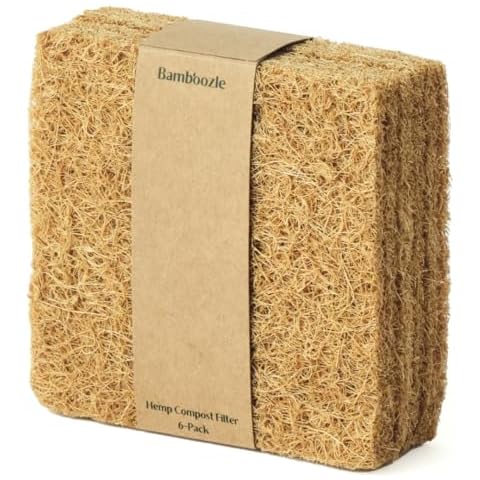 Bamboozle - Plant-Based Filter Set for Your Composter | Set of 6 Filters for The Bamboozle Compost Bin | One Year of Filters | Dishwasher Safe Cover