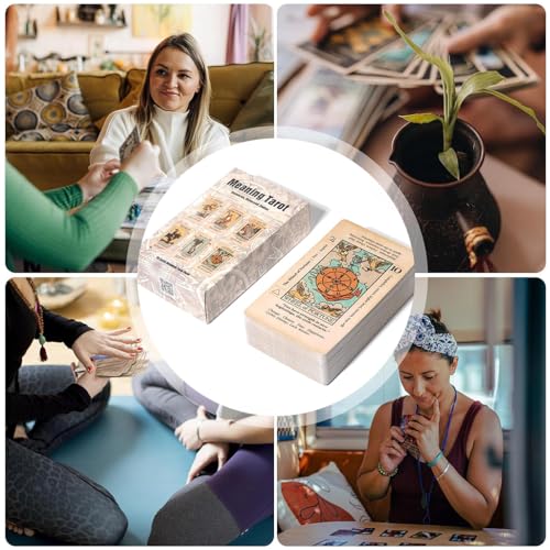 Image of Zibuyu Antique Tarot Oracle Set Divination Game-Patterned, Mini 78 Card Deck, Unique Handmade Design Durable Cardstock, Portable, No Guidebook, Ideal Spiritual Gift for Tarot Enthusiasts