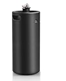 MRbrew Pressurized Mini Keg 128oz, 304 Stainlsee Steel Mini Kegerator with Exhaust Valve Designed Cap Portable Beer Growler for Homebrew And Craft Beer (Black)