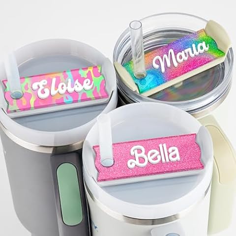 Personalized Name Tag for Stanley Cup 30 40 oz, Custom Name Plates for Stanley - Glitter - Tumbler Lid Topper, Stanley Cup Accessories Cover