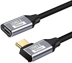 Akkerds USB Type C Extension Cable L-Shaped Extension Cord PD Compatible 100W/5A Fast Charging USB 3.2 Gen2 (10Gbps) High-Speed Data Transfer [4K@60Hz Video Output] High-Durability Nylon Braid