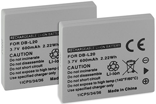 2X Baterías DB-L20 para Sanyo XACTI DMX-C1, DSC-C4, DSC-C5, DSC-E6, DSC-J4