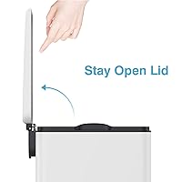 Vista 4 de BETHEBEST Basurero de baño con tapa, cubo de basura con pedal de pie con cubo de forro extraíble, cubo de basura rectangular de 2.6 galones