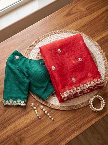 Image of Women's Chiffon Saree with Unstitched Blouse Piece