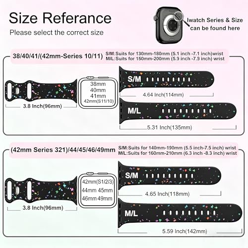 Image of Sport Bands Compatible with Apple Watch Band Women Men 40mm 38mm 41mm 42mm 44mm 45mm 46mm 49mm ,Soft Wristband Waterproof Replacement Strap for iWatch Bands Series 11 10 9 8 7 6 5 4 3 2 1 SE Ultra Black