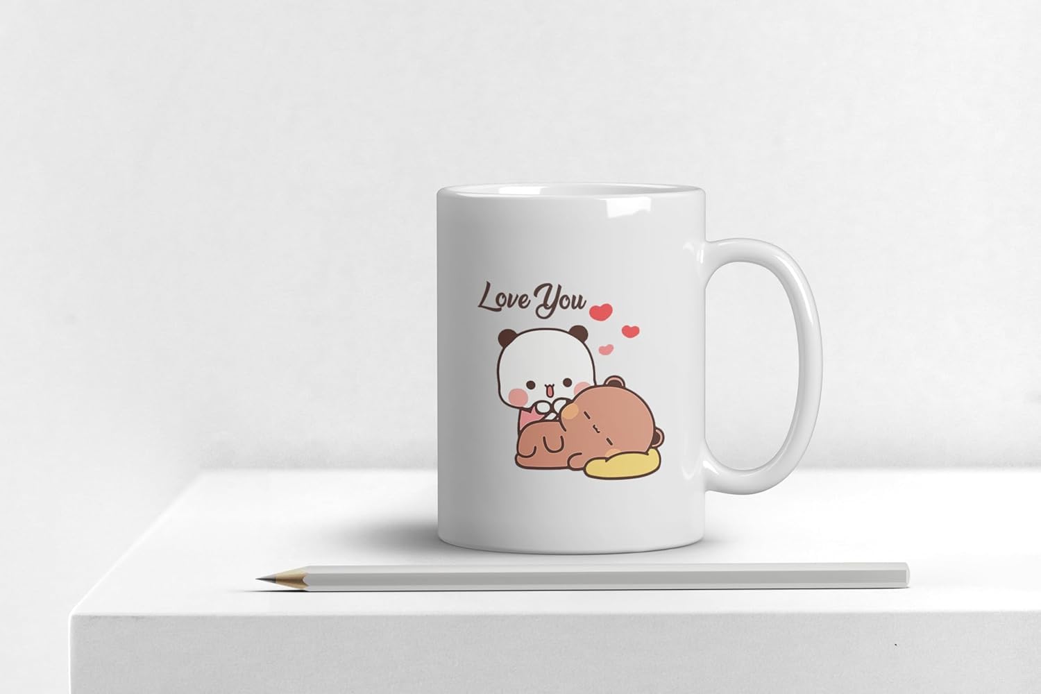 11Oz Cute Bubu and Dudu beautiful adorable novelty mugs, Love you Panda Coffee mug for Parent boyfriend girlfriend valentine gift birthday Ceramic Glossy Mug Gift For Family
