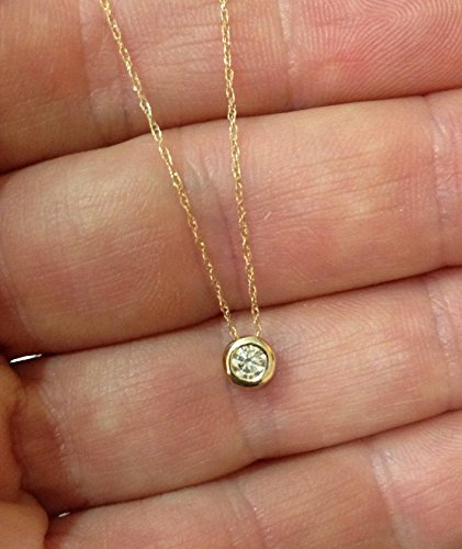 14k White, Yellow, or Rose Gold 1/4 Ct T.W. Diamond Round-Cut Bezel Solitaire Pendant Women's Necklace With 18" 14k Gold Chain2
