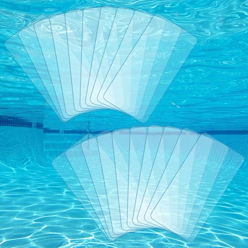 Aulock 20pcs Self-Adhesive Underwater Pool Liner Repair Patch - 4in x 7.8in Clear PVC Vinyl Patch Kit for In-Ground or Above Ground Pools Inflatable Swimming Pools