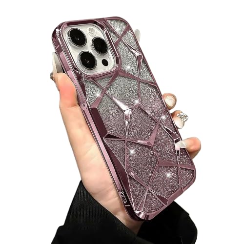 VONZEE iPhone 15 Pro Max Gradient Glitter Case, Luxury Electroplated 3D Cube, Diamond Bling Shiny Soft TPU Clear Shockproof Women Girls Protective Phone Cover (Rose Gold) (B0D966TCZN) Amazon Price History, Amazon Price Tracker