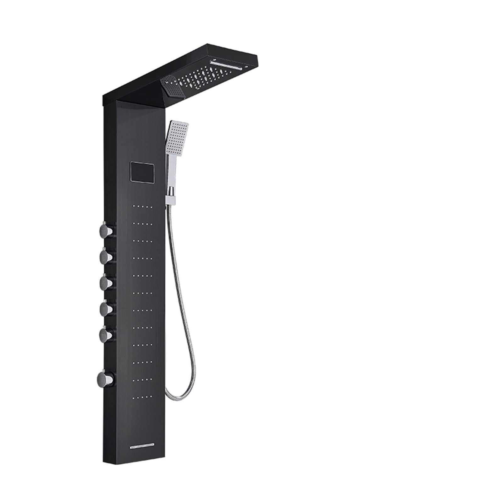 Soywim 8013 Black Shower System, Led Shower Panel Bath Faucet Temperature Digital Display Tub Body Massage System Jets Tower Column(8013 Black)