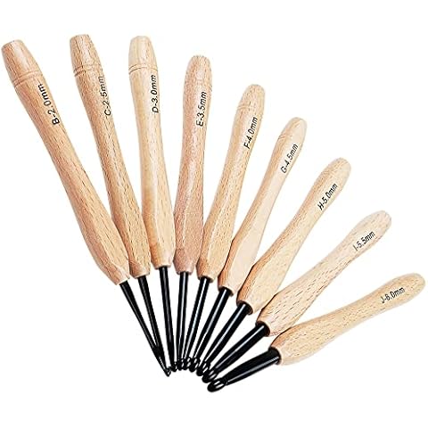 Coopay Crochet Hook Set with Warm Bamboo Handle, 9PCS Wooden Crochet Hooks Cover
