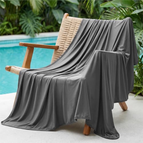 Bedsure Lightweight Cold Blanket for Summer, Bed Cooling Blanket Throw Size for Hot Sleepers, Ice Cool Essentials for Hot Nights, Breathable Thin Bedding for Teens, Adults, Dark Grey, 50' x 60'