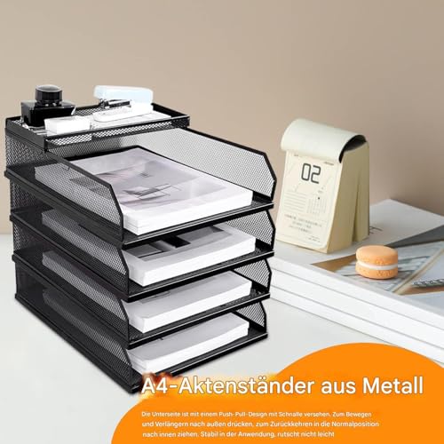 Vassoio portadocumenti impilabile in rete metallica per notebook e documenti Slish Desk Sto Rack efficiente porta carta per uso domestico e ufficio