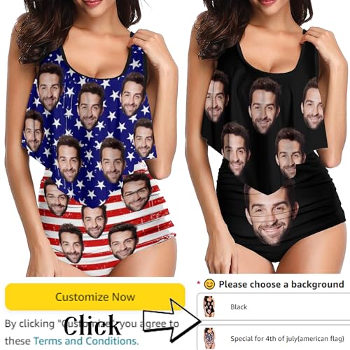 DIYKST Custom Face Swimsuit Personalized Face Bathing Suit with Photo Picture for Women -6 Style2