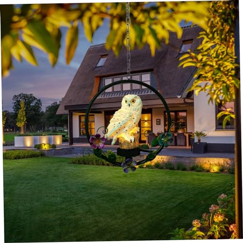 Statue de hibou à suspendre en résine étanche avec chaîne incluse - 4