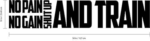 Miniatura 3 de YJQQ No Pain No Gain Shut Up and Train - Arte de pared con citas motivacionales - Adhesivo de pared de entrenamiento de 9.8 in x 50.0 in - Adhesivo