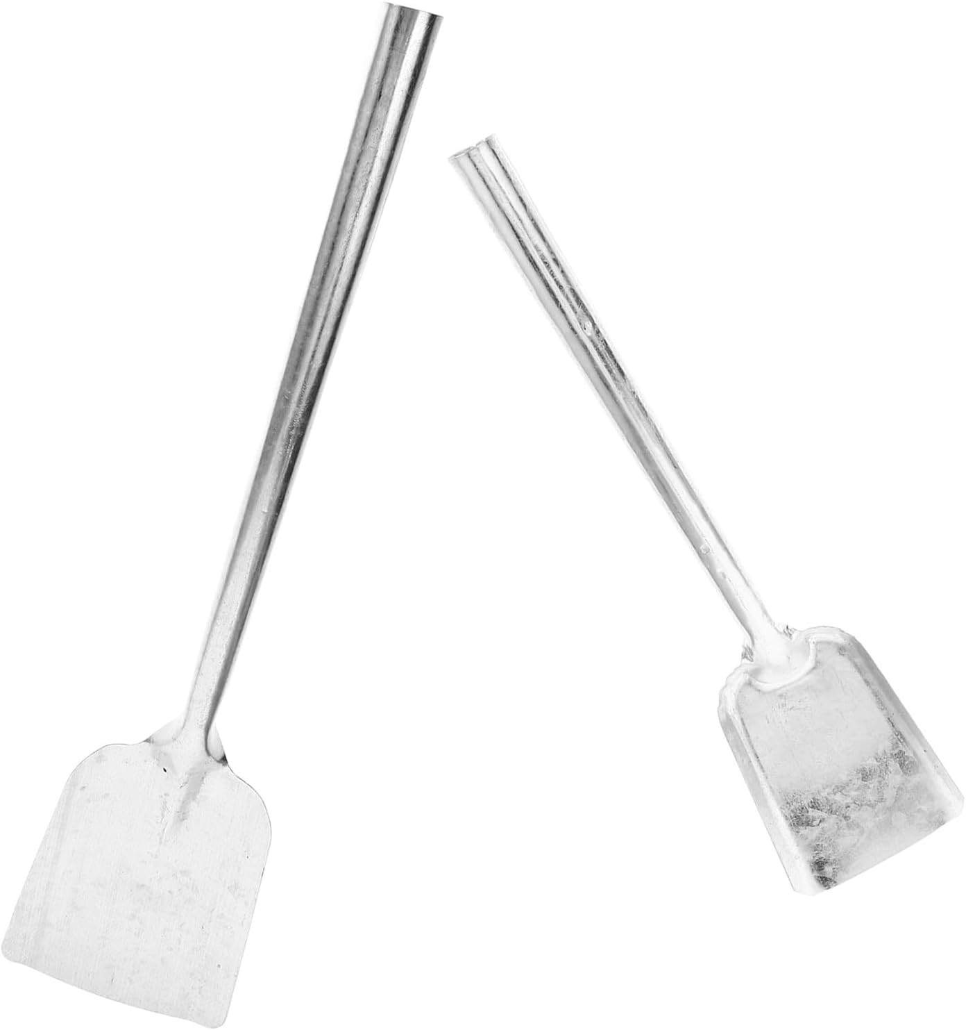 VICASKY 2pcs Coal Shovel Set Heavy-Duty Thickened Metal Fireplace Ash Scoop Round Head Small and Large Shovels for Home Fire Pit Cleaning and Stove Maintenance