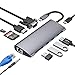 Price comparison product image USB C Hub, Aluminum Type C Hub Adapter Compatible with MacBook Pro, USB-C Power Delivery, 4K HDMI, 1080P VGA, RJ45 Gigabit Ethernet, SD/TF Card Reader, USB 3.0/2.0, 3.5mm Audio Jacket (Space grey)