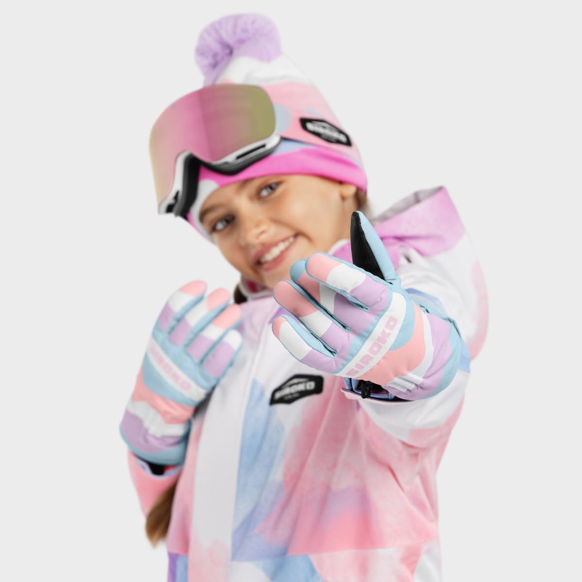 SIROKO Guantes térmicos esquí niños esquí y Nieve Bubbles Multicolor
