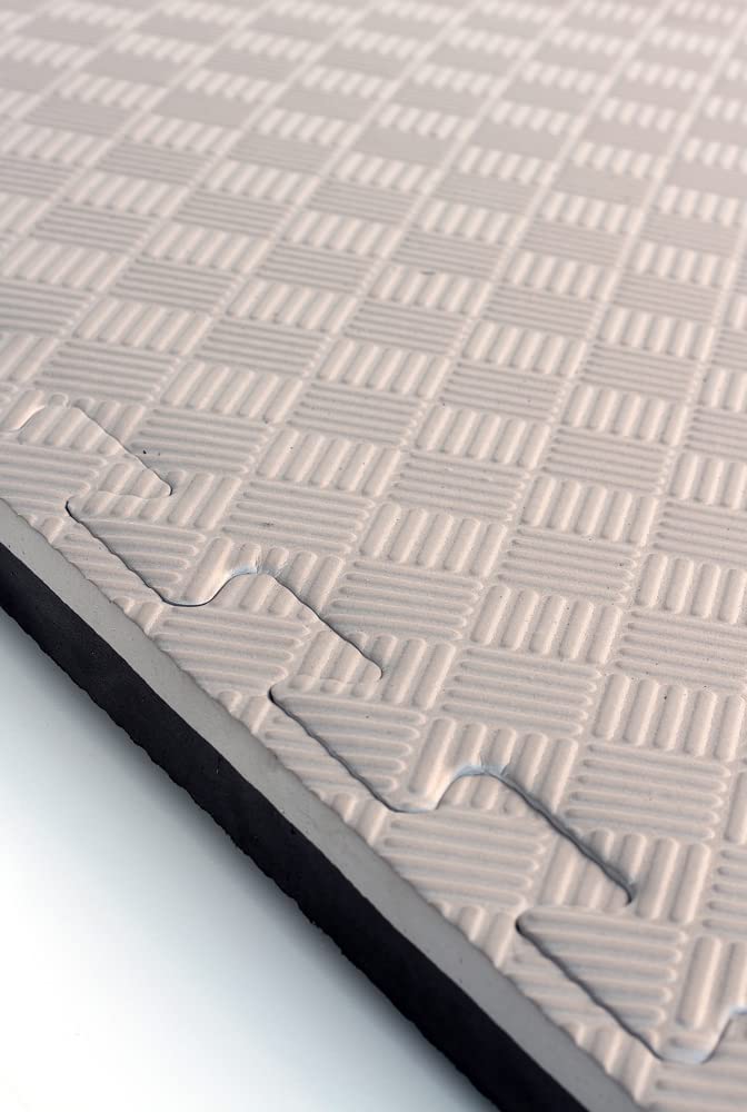 MUGAR- Suelo Tatami Puzzle para centros deportivos y de rehabilitación. 1x1 metros. Gris y Negro