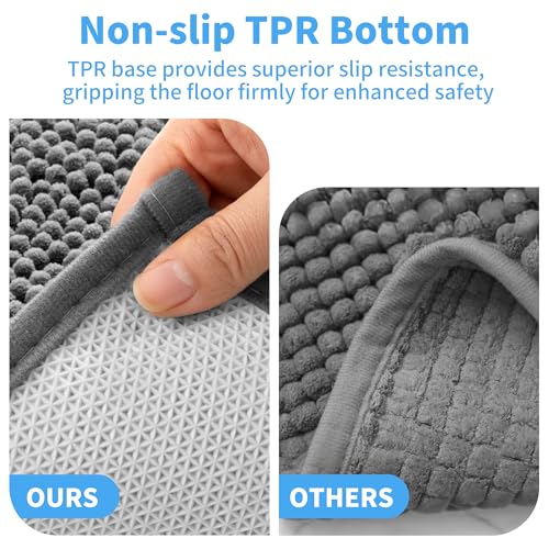 Cupic Cupid Chenille Bath Mat Sets of 2, Non Slip Bathroom Rugs, Grey - image 4