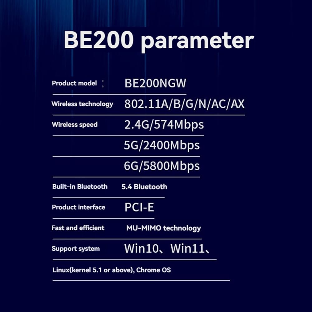 Tarjeta Adaptadora PCI-e BE200 WiFi 7 de Triple Banda, 2,4 G/5 G/6 GHz, 8874 Mbps, BT5.4, para Escritorio, Compatible con 10/11 B