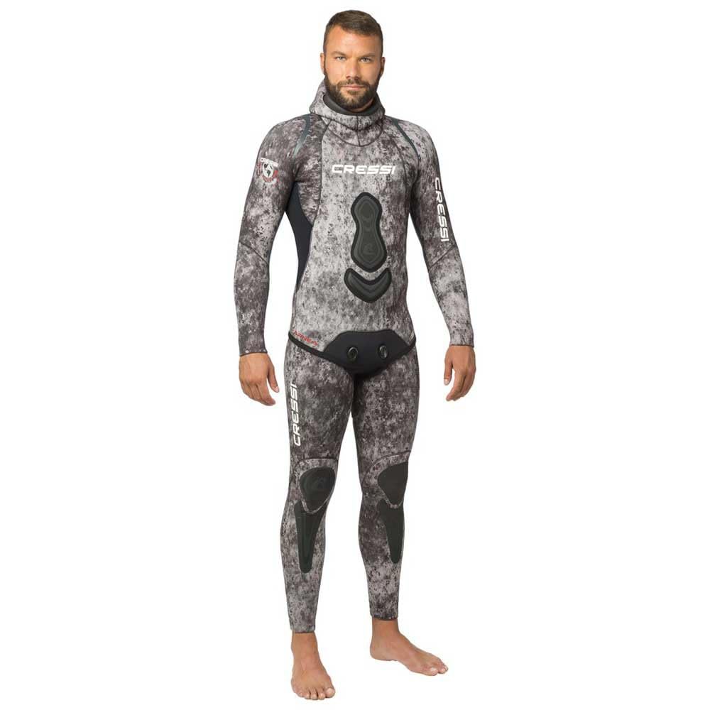 Crg1B|#Cressi Men Apnea Camou Complete Wetsuit 3.5mm Wetsuits - Two Piece Premium Neoprene 3.5 mm - Black/Brown/Grey Camouflage, Medium/3