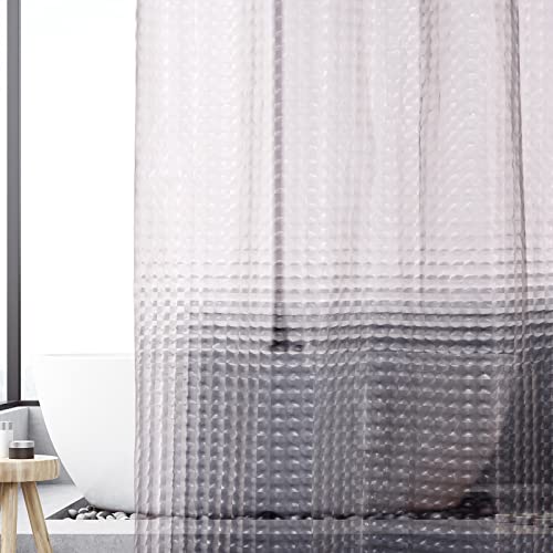 Miorkly Duschvorhang 3D Transparent Anti Schimmel Verdickung Shower Curtains,Gewichteter Saum,Eva-Material,Badvorhänge Waschbar Wasserdicht mit 12 Ringe,Dunkelgrau 180 x 180cm Cover