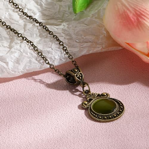 Charm Vintage Bronze CZ Pendant Necklace Emerald Pendant Dainty Jewelry for Women Accessories Gift3