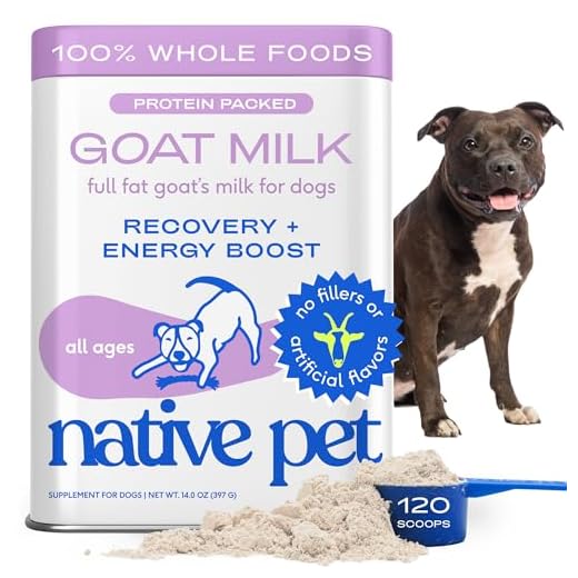 Native Pet Goat Milk Powder - Dog Food Topper for Active Dogs - Post-Activity Recovery, Energy, Immune Support, Hydration & Bone Health - Whole Goat Milk with MCTs & Essential Minerals - 120 Scoops