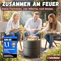 Heimfleiss® Rauchfreie Feuerschale Edelstahl Ø50cm - Grillrost | Schwarz – Ansicht 6