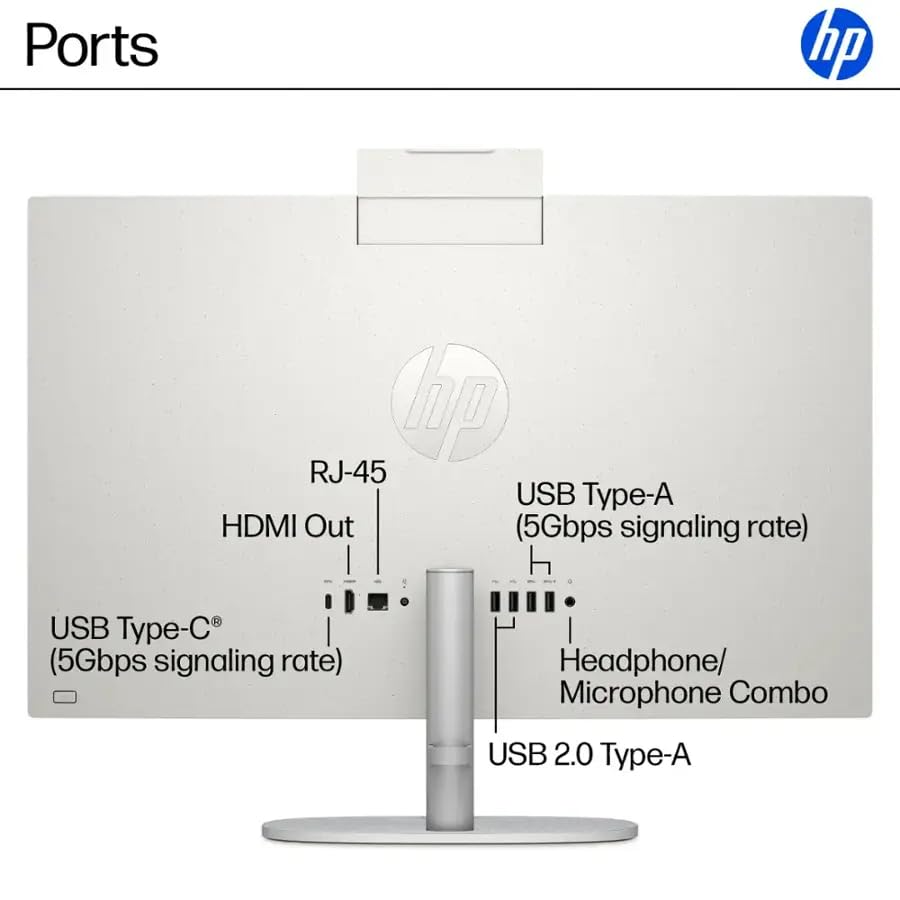 Image of HP 24 inch FHD IPS Display All in One Desktop PC, Touch Screen, Intel Core i5 Processor 1334U, 16GB DDR4, 1TB SSD, HDMI, Wireless Keyboard & Mouse, Anti-glareM, Wi-Fi 6, USB, Windows 11 Pro, White