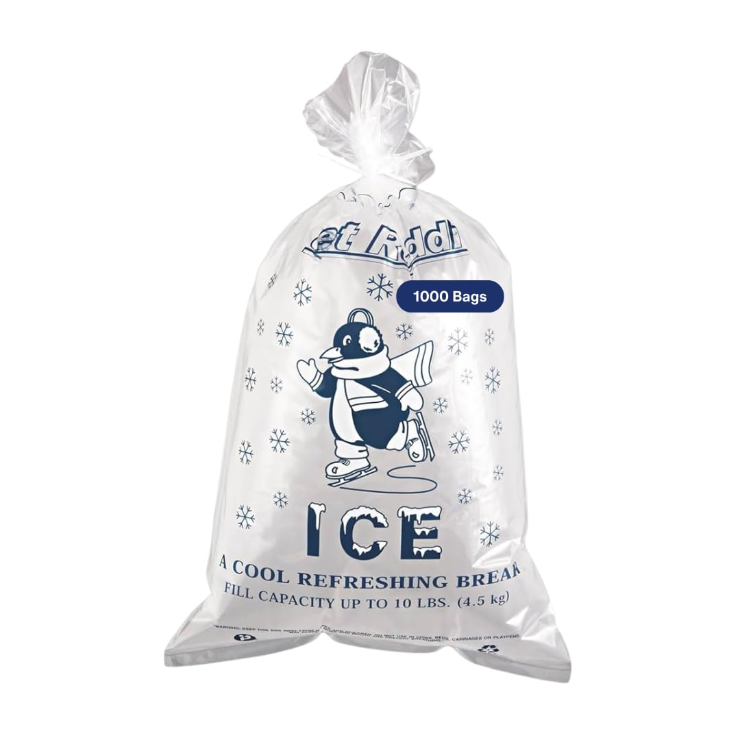 Inteplast Group IBS IC1221 Super Extra-Heavy Grade Ice Bag, 21″ Height, 12″ Width, 1.5mil Thickness, Polyethylene, 10 lb. Capacity, Clear/Blue (Pack of 1000)