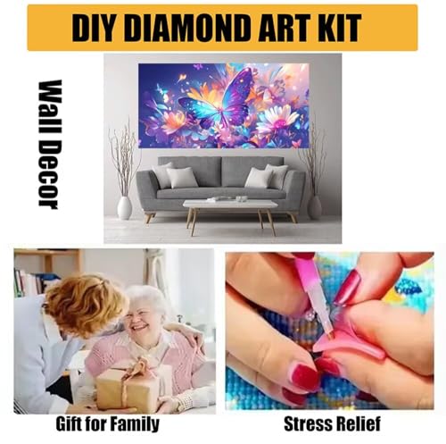Diamond Painting Papillon Grand Format 100x200cm Broderie Canvas