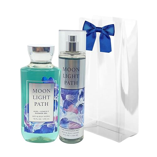 Bath & Body Works Moonlight Path - Paquete de 2 unidades de gel de ducha de 10 onzas líquidas y niebla de 8 onzas líquidas, set de regalo para mujer