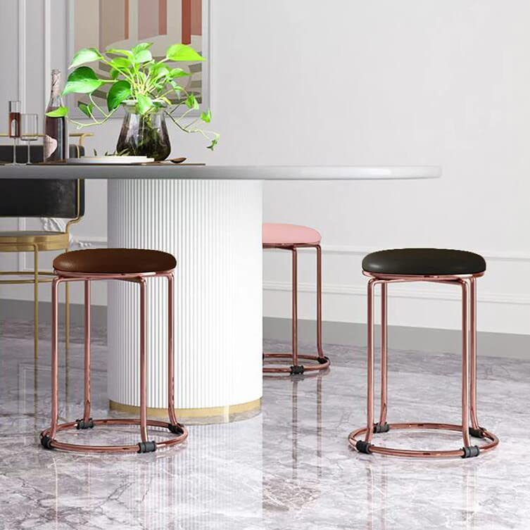 Taburete de maquillaje para dormitorio y asiento auxiliar redondo que ahorra espacio 2