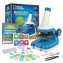NATIONAL GEOGRAPHIC Microscope for Kids – STEM Kit with an Easy-to-Use Kids Microscope, Up to 400x Zoom, Blank and…