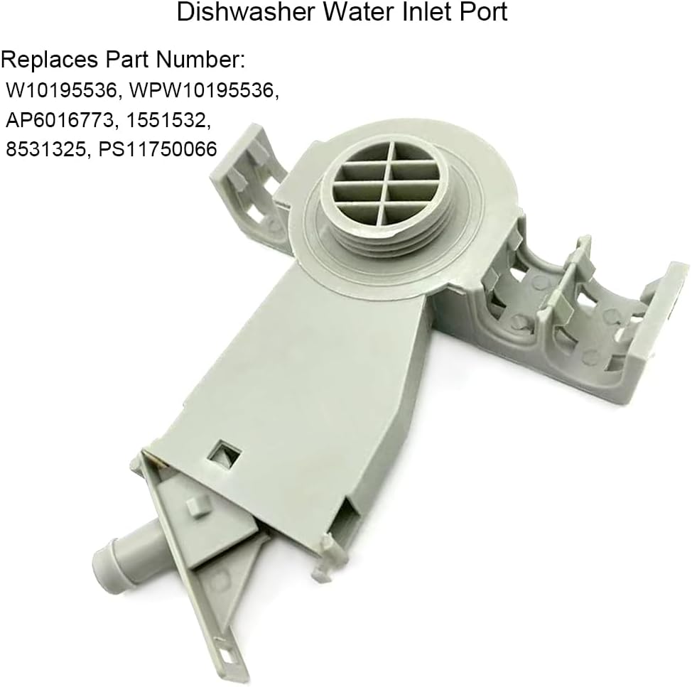W10195536 Dishwasher Water Inlet Port Compatible with Whirlpool Kenmore KitchenAid Maytag, Replaces WPW10195536 AP6016773 1551532 8531325 PS11750066