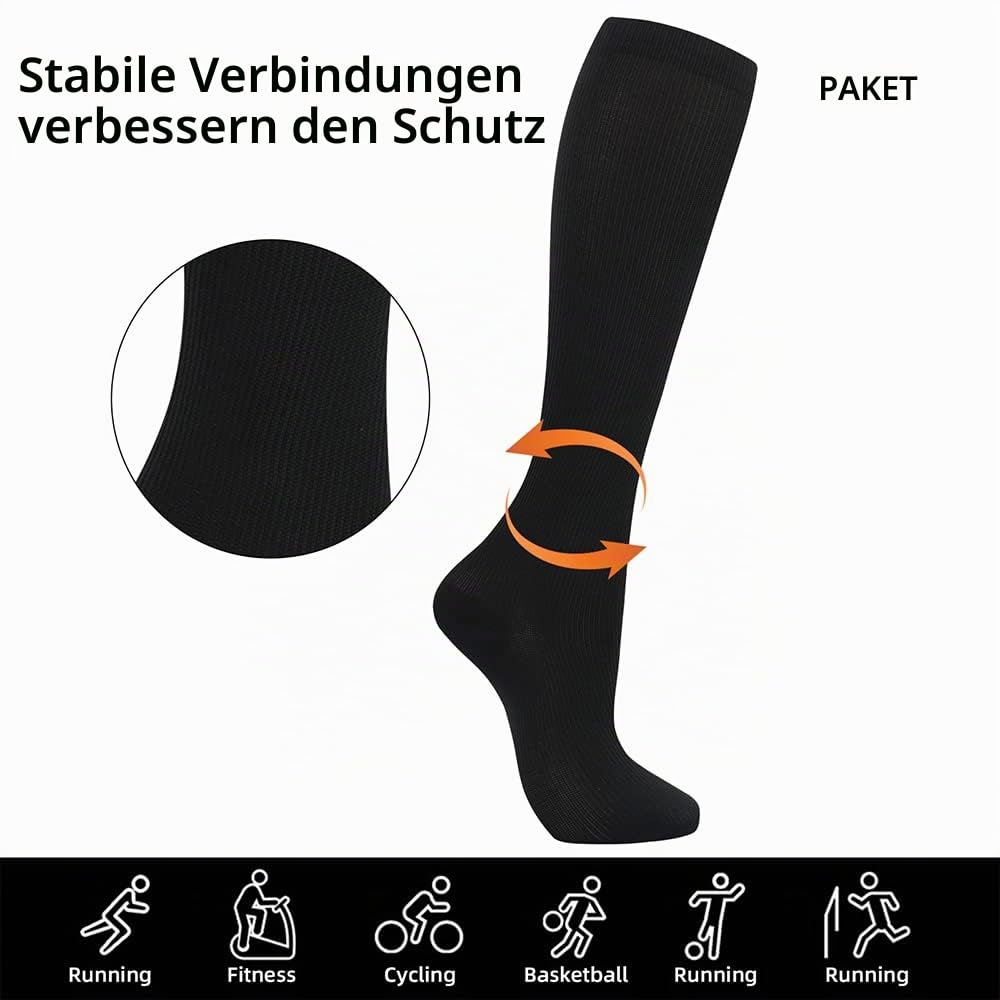 Kompressionsstrümpfe,2/4/6/7 Paar Kompressionssocken für Damen und Herren mit 15–20 mmHg sind die besten Sport- und Medizinstrümpfe für Krankenschwestern auf Flugreisen