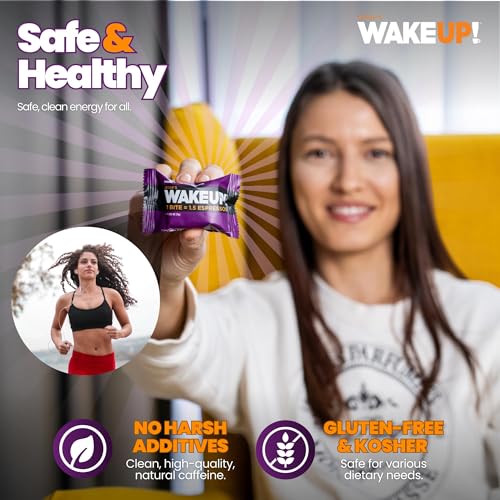 Image of WAKE UP! Peanut Butter Caffeinated Protein Bites (1 Bite = 1.5 Espressos) 175mg Clean Caffeine for Energy, Kosher Ingredients, Vegetarian, Free Energy 3 Pack (24 Bites)